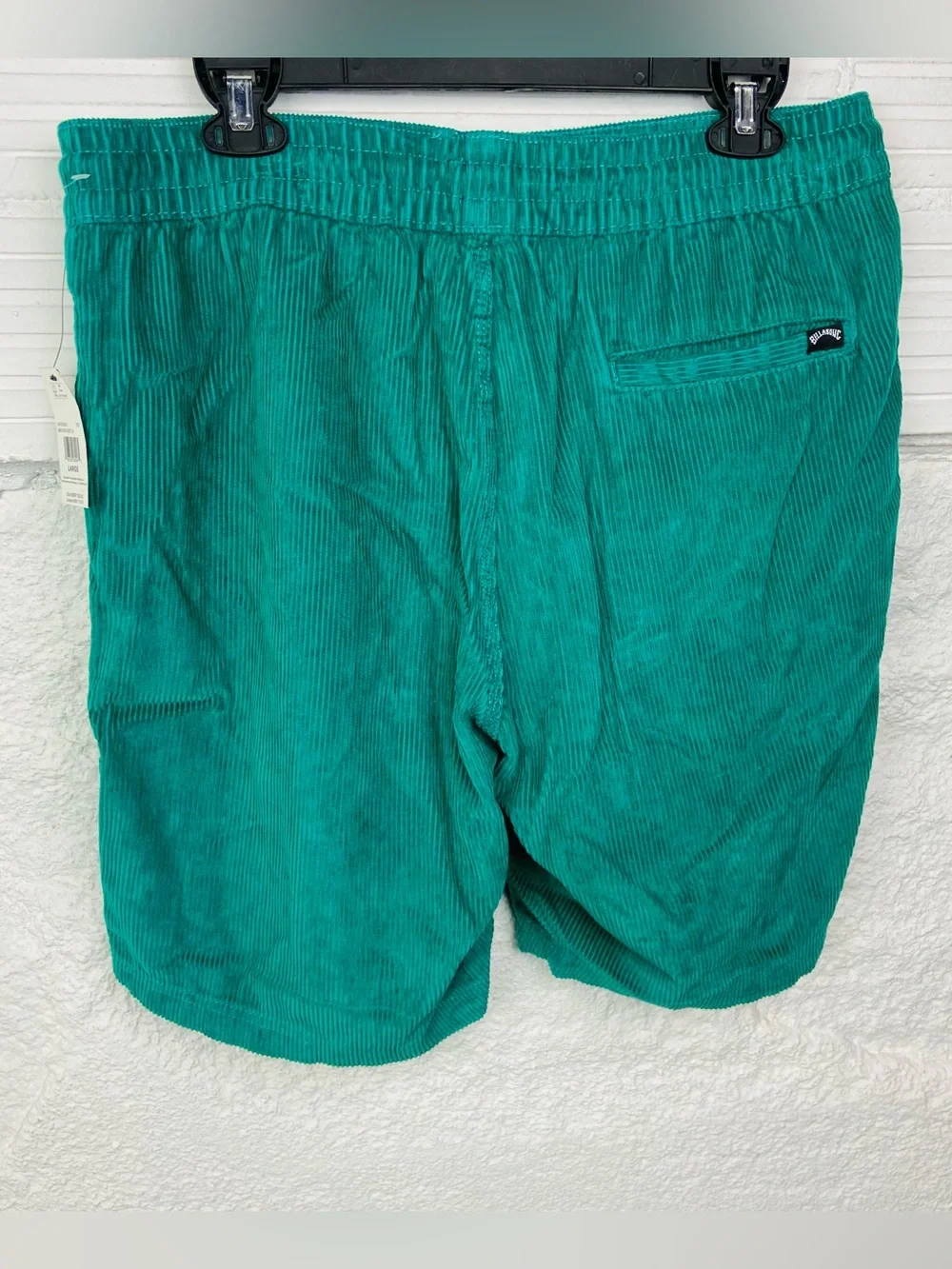 NWT Billabong Teal Athletic Corduroy cotton Drawstring Shorts size large